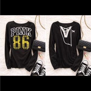 victoria secret pink lace up top sz s